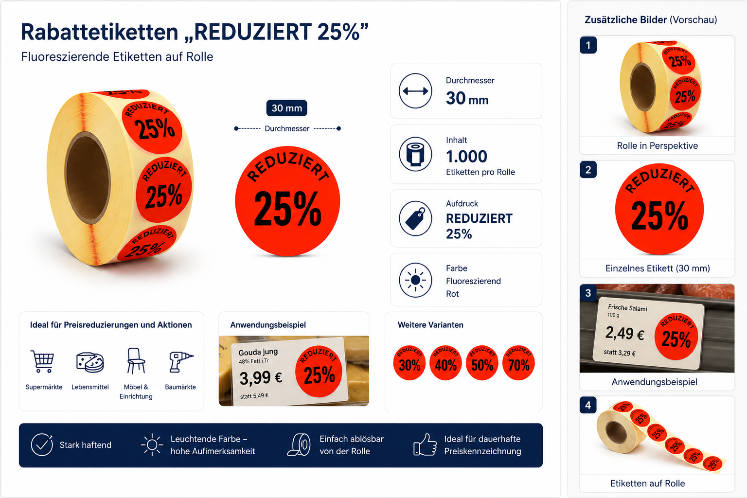 30mm rund fl.rot  -REDUZIERT 25%-